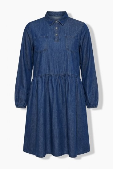 Ulla Popken 852768 A veida džinsa kleita ar kabatām Džinsa zils - Kleitas - Kleitas visiem izmēriem