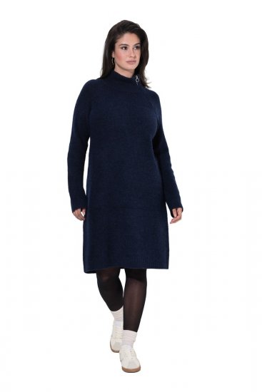 Ulla Popken 853504 Adīta kleita ar augstu apkakli Tumši zils - Kleitas - Kleitas visiem izmēriem