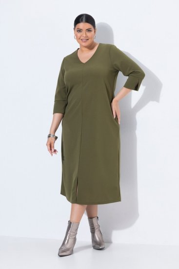 Ulla Popken 853510 Midi kleita ar kabatām Haki - Midi kleitas - Midi kleitas lielajos izmēros
