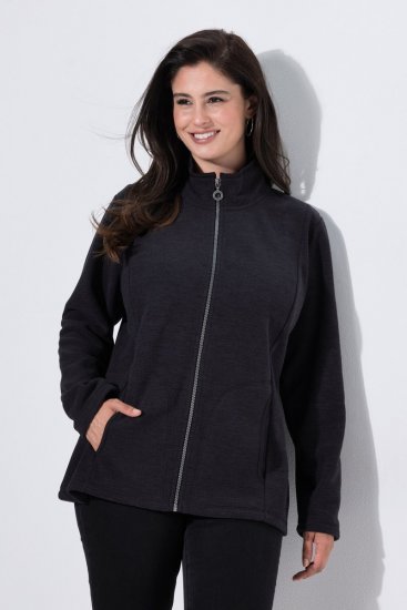 Ulla Popken 853668 Flīsa jaka ar stāvapkakli Melns - Fleece apģērbs - 