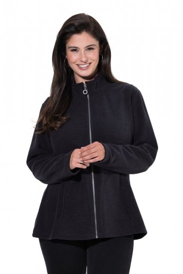 Ulla Popken 853668 Flīsa jaka ar stāvapkakli Melns - Fleece apģērbs - 