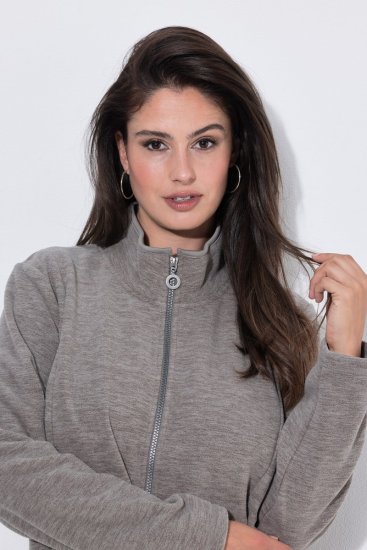 Ulla Popken 853668 Flīsa jaka ar stāvapkakli Pelēks - Fleece apģērbs - 