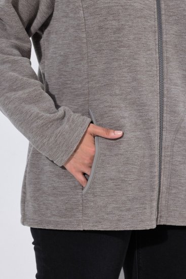 Ulla Popken 853668 Flīsa jaka ar stāvapkakli Pelēks - Fleece apģērbs - 