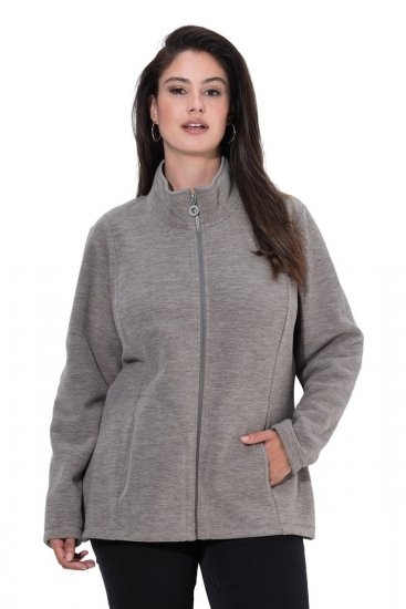 Ulla Popken 853668 Flīsa jaka ar stāvapkakli Pelēks - Fleece apģērbs - 