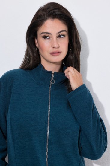 Ulla Popken 853668 Flīsa jaka ar stāvapkakli Petrolejas - Fleece apģērbs - 