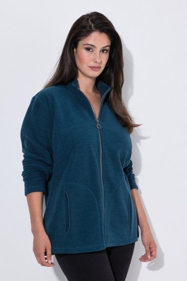 Ulla Popken 853668 Flīsa jaka ar stāvapkakli Petrolejas - Fleece apģērbs - 