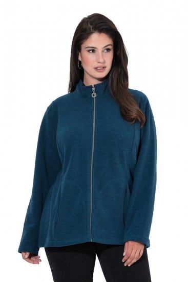 Ulla Popken 853668 Flīsa jaka ar stāvapkakli Petrolejas - Fleece apģērbs - 