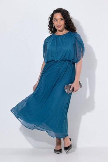 Ulla Popken 854031 Maksi kleita bez piedurknēm Petrolejas - Maxi kleitas - Sieviešu maxi kleitas lielos izmēros