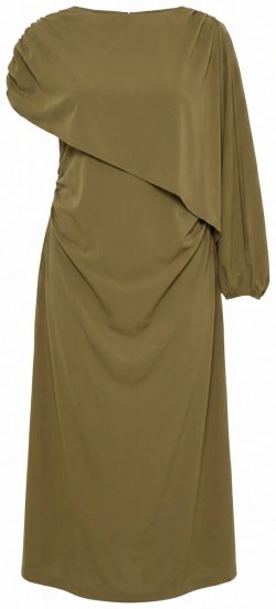 Ulla Popken 854048 Maksi kleita ar garām piedurknēm Olīvzaļš - Maxi kleitas - Sieviešu maxi kleitas lielos izmēros