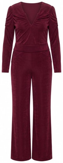 Ulla Popken 855622 Kombinezons ar garām piedurknēm un V veida izgriezumu Vīnsarkans - Jumpsuit - Kombinezoni Lielos Izmēros