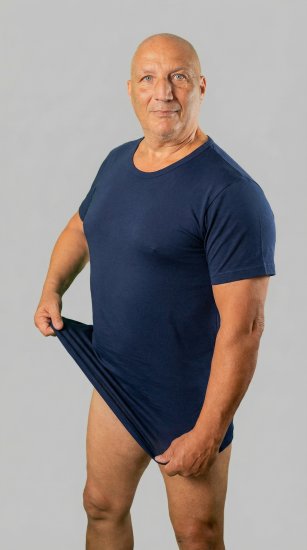 20 Nodi 9002 Short Sleeve Crew Neck in Stretch Cotton Navy - Apakškrekli - 