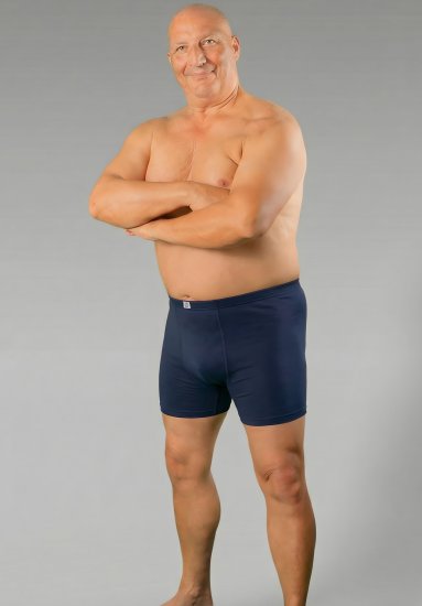 20 Nodi 938 Stretch Cotton Boxer with Embroidered Long Leg Navy - Bokseršorti - Vīriešu lielie bokseru šorti