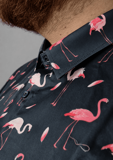 Kam Jeans 6068 Flamingo Short Sleeve Shirt Navy - Krekli - Krekli - 2XL-8XL