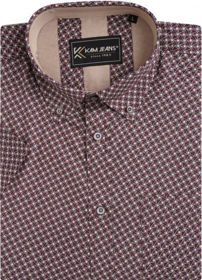 Kam Jeans 6280 All Over Geo Print Shirt Burgundy - Krekli - Krekli - 2XL-8XL