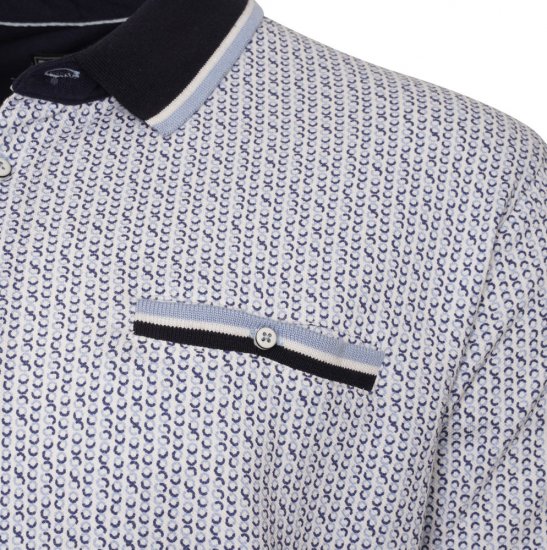 Kam Jeans 5487 Dobby Print Pique Polo White - Polo krekli - Polo krekli - 2XL-8XL