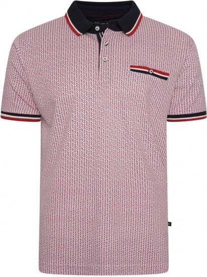 Kam Jeans 5487 Dobby Print Pique Polo Red - Polo krekli - Polo krekli - 2XL-8XL