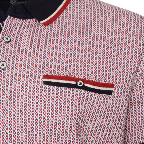 Kam Jeans 5487 Dobby Print Pique Polo Red - Polo krekli - Polo krekli - 2XL-8XL