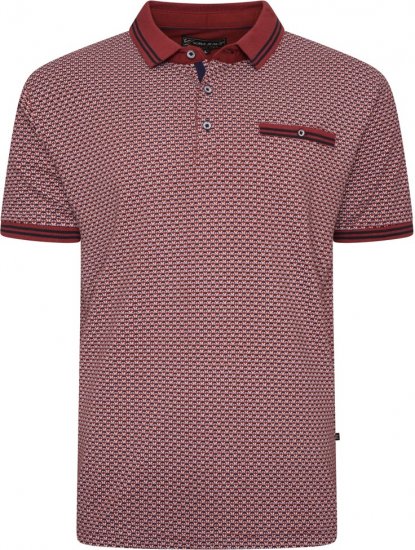  Kam Jeans 5488 Dobby Print Pique Polo Wine - Polo krekli - Polo krekli - 2XL-8XL