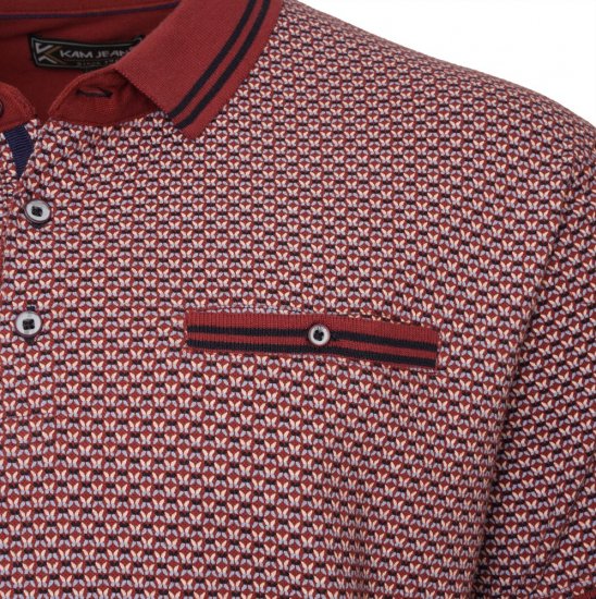  Kam Jeans 5488 Dobby Print Pique Polo Wine - Polo krekli - Polo krekli - 2XL-8XL