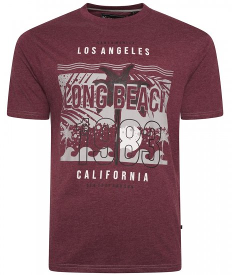 Kam Jeans 5729 Long Beach Print T-Shirt Burgundy - T-krekli - T-krekli - 2XL-14XL