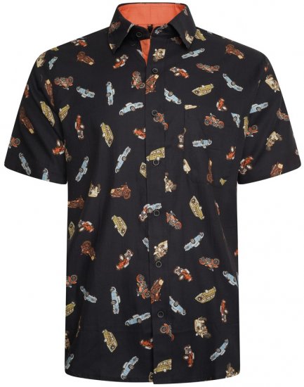 Kam Jeans 6046 Vintage Car Digital Print Shirt Black - Krekli - Krekli - 2XL-8XL