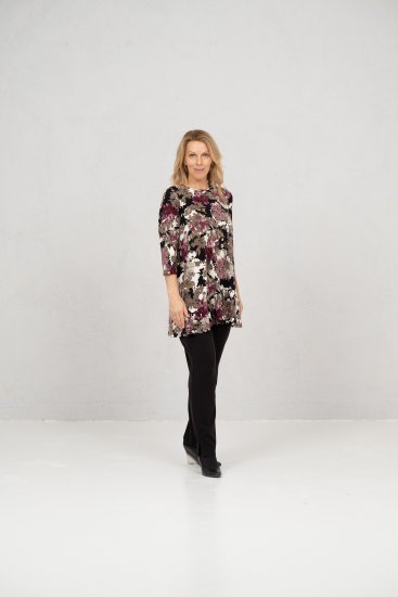 Scandinavian Caramel Flower Petals Tunic Brown - Apdrukāti T-krekli sievietēm - 
