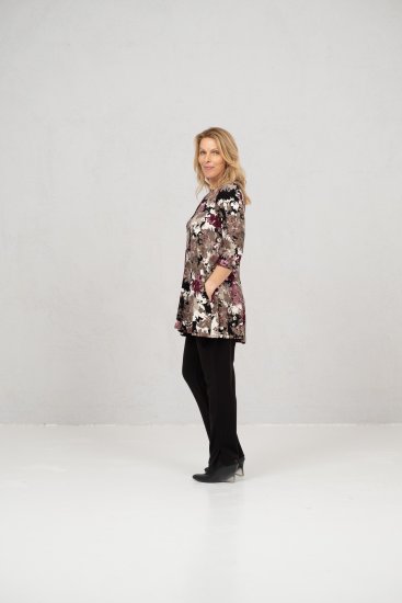 Scandinavian Caramel Flower Petals Tunic Brown - Apdrukāti T-krekli sievietēm - 