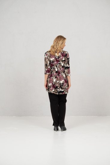Scandinavian Caramel Flower Petals Tunic Brown - Apdrukāti T-krekli sievietēm - 