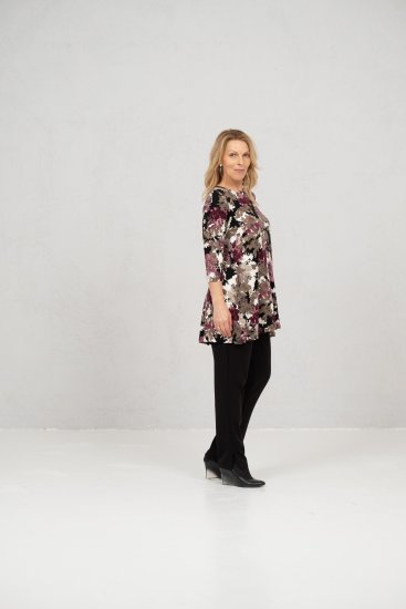 Scandinavian Caramel Flower Petals Tunic Brown - Apdrukāti T-krekli sievietēm - 