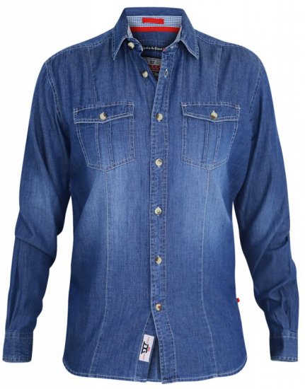 D555 Adcock Long Sleeve Vintage Denim Shirt - Krekli - Krekli - 2XL-8XL