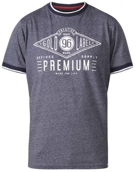 D555 Alister Premium Chest Printed Ringer T-Shirt Navy - T-krekli - T-krekli - 2XL-14XL