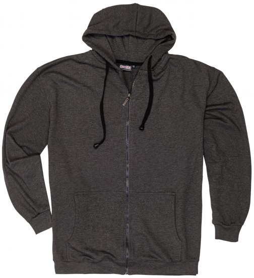 Adamo Athen Hoodie with Zipper Charcoal - Džemperi un džemperi ar kapuci - Džemperi - 2XL-14XL