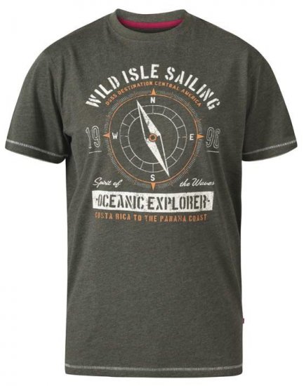 D555 Atticus Oceanic Explorer Crew Neck T-Shirt Khaki - T-krekli - T-krekli - 2XL-14XL