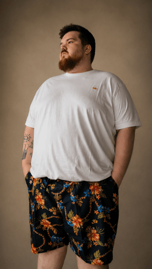D555 Dawson AO Peldšorti ar Havaju Rakstu Tumši Zils - Apakšveļa un peldšorti - Apakšveļa - 2XL-8XL