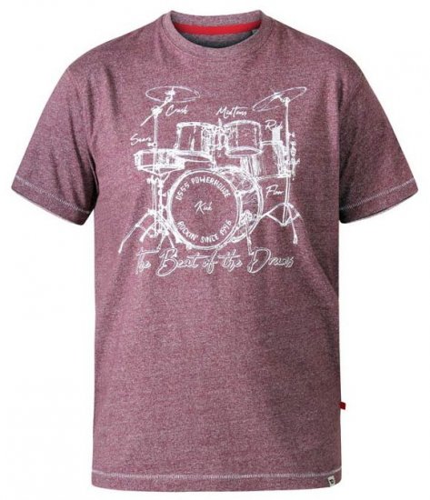 D555 Blunt Drum Set Crew Neck Printed T-Shirt Burgundy - T-krekli - T-krekli - 2XL-14XL