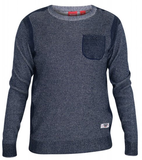 D555 Bryson Crewneck Sweater with Pocket Navy - Džemperi un džemperi ar kapuci - Džemperi - 2XL-14XL