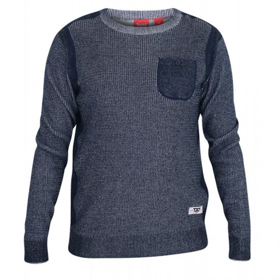 D555 Bryson Crewneck Sweater with Pocket Navy - Džemperi un džemperi ar kapuci - Džemperi - 2XL-14XL
