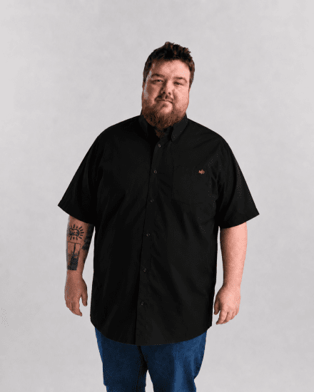 Motley Denim Zagreb Īsroku krekls Melns - Krekli - Krekli - 2XL-8XL
