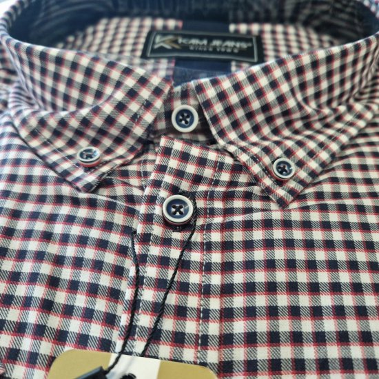 Kam Jeans 6302 Casual Gingham Check Shirt Navy - Krekli - Krekli - 2XL-8XL