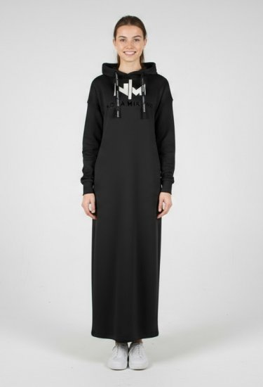 Nora Mikken MARI Maxi Hoodie Dress Black - Džemperi un džemperi ar kapuci - 