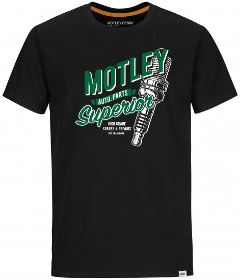 Motley Denim Derry T-shirt Green on Black - T-krekli - T-krekli - 2XL-14XL