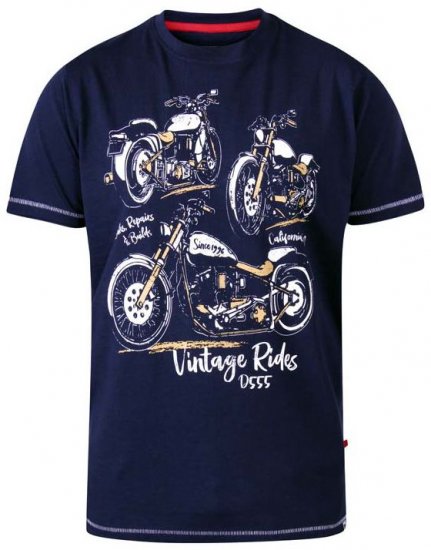 D555 Ellis Motorbike Trio Crew Neck T-Shirt Navy - T-krekli - T-krekli - 2XL-14XL