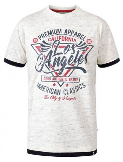 D555 Ellwood Los Angeles Crew Neck Printed T-Shirt Off White Reno - T-krekli - T-krekli - 2XL-14XL
