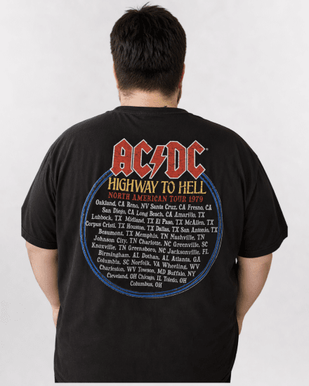 D555 Hugh Official ACDC Highway To Hell T-krekls ar Apdruku Melns - T-krekli - T-krekli - 2XL-14XL