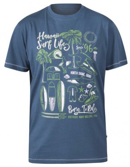 D555 Fernsby Hawaii Surf Crew Neck T-Shirt Teal - T-krekli - T-krekli - 2XL-14XL