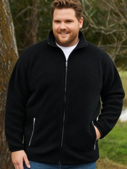 Espionage FL043 Sherpa flīsa jaka melna - Jakas & Lietus apģērbs - Jakas - 2XL-12XL