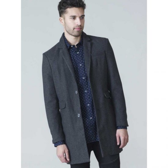 D555 Terry Checked Overcoat Charcoal - Jakas & Lietus apģērbs - Jakas - 2XL-12XL