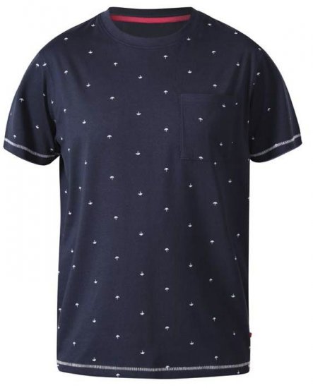 D555 Forbes Umbrella Printed Crew Neck T-Shirt Navy - T-krekli - T-krekli - 2XL-14XL