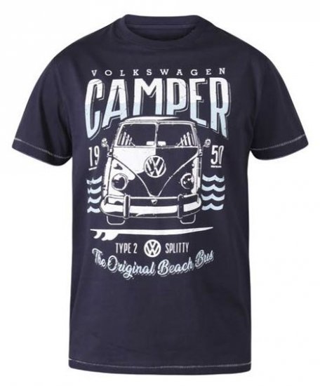 D555 Gorton Official Licensed VW Product Campervan Printed T-Shirt Navy - T-krekli - T-krekli - 2XL-14XL