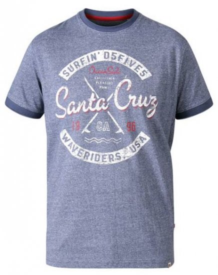 D555 Gove Santa Cruz Surfer Print Ringer T-Shirt Navy - T-krekli - T-krekli - 2XL-14XL